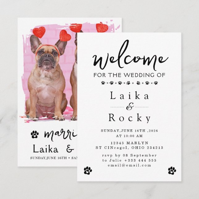 Dog Wedding Invitation (Devant / Derrière)