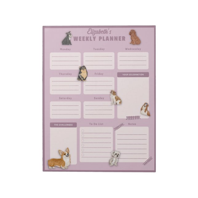 Dog Weekly Planner Sheet Notizblock (Rotiert)