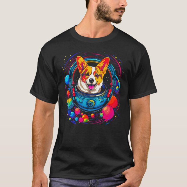 Dog Welsh Corgi Astronaut T-Shirt (Vorderseite)