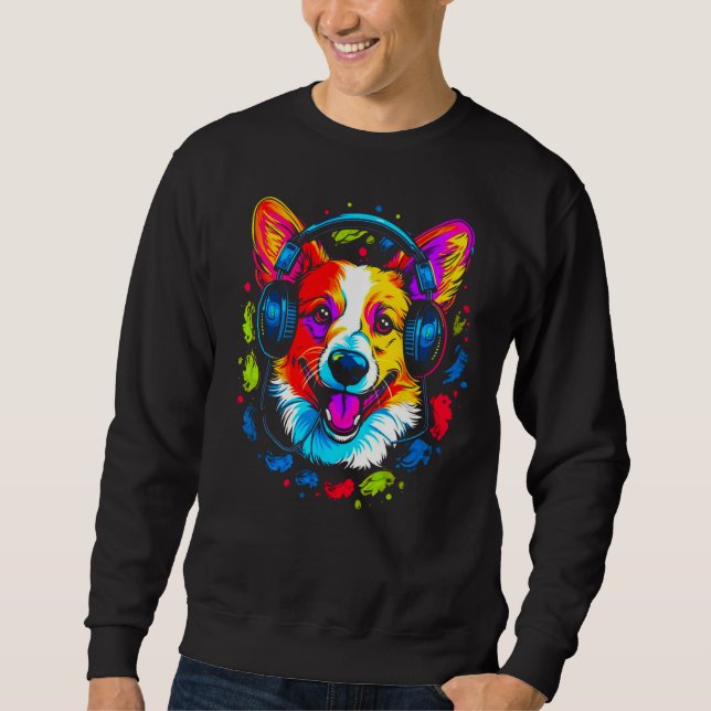 Dog Welsh Corgi DJ Sweatshirt (Vorderseite)