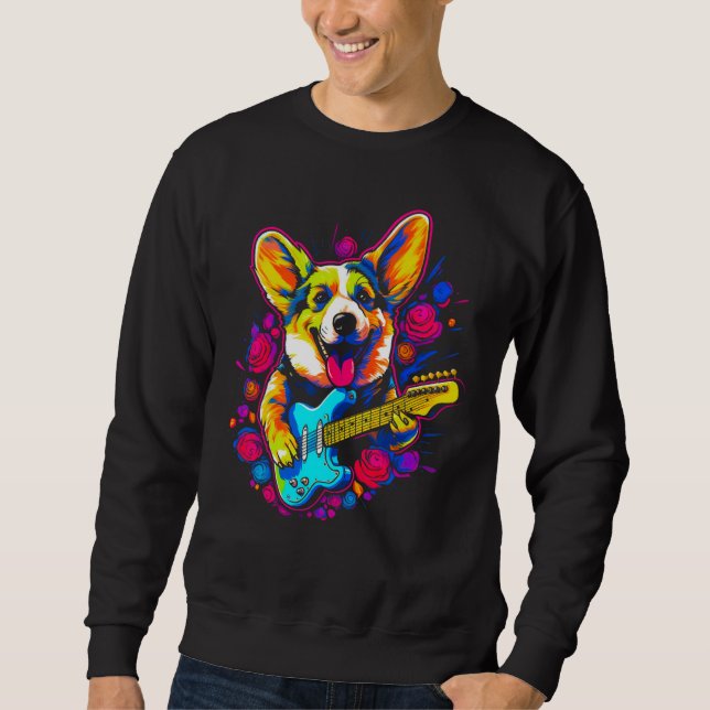 Dog Welsh Corgi Musician Sweatshirt (Vorderseite)