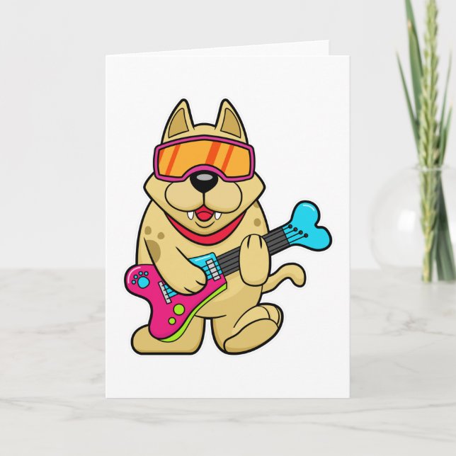 Dog wie Musican mit Gitarre Karte (Vorderseite)