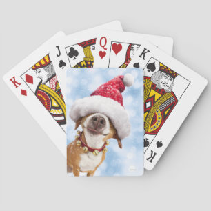 Dog With Big Santa Hat Spielkarten