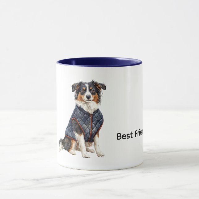 Dog with Blue Jacket Tasse (Zentrum)