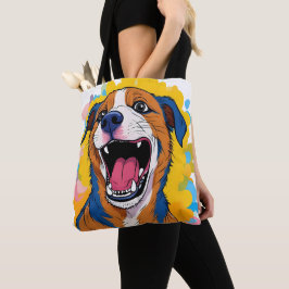 Dog with Paint Splatter Print Smiling Dog Design Tasche