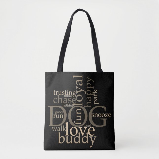 Dog Word Art Tote Bag Tasche (Vorderseite)