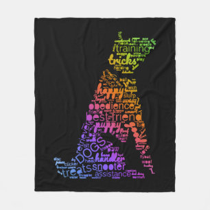 Dog Word Cloud (Hund Regenbogen) Fleecedecke
