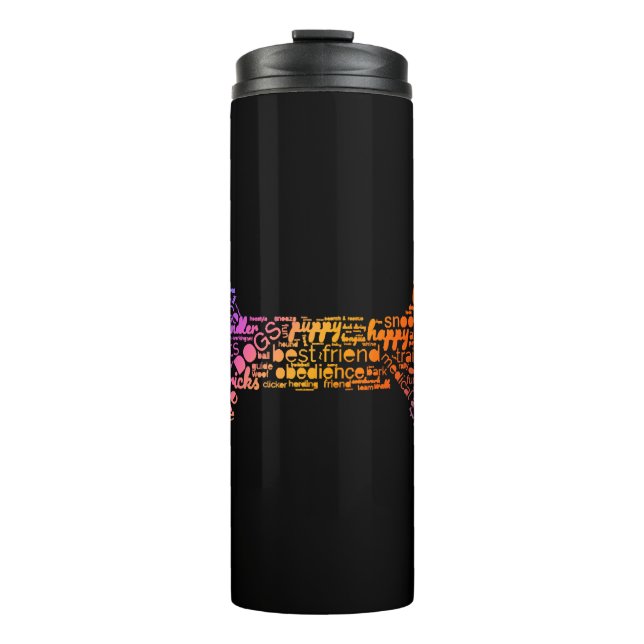 Dog Word Cloud (knochenfarbig) Thermosbecher (Vorderseite)