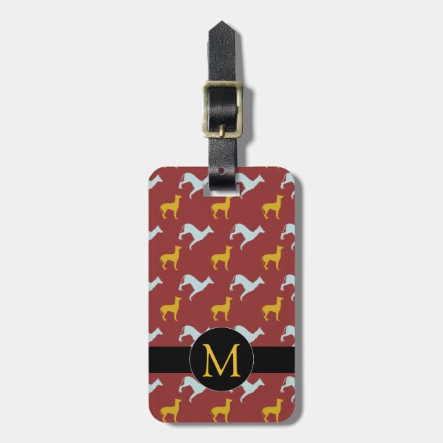 Dog Year Zodiac Birthday Monogram Gepäckmarke Gepäckanhänger (Vorderseite vertikal)