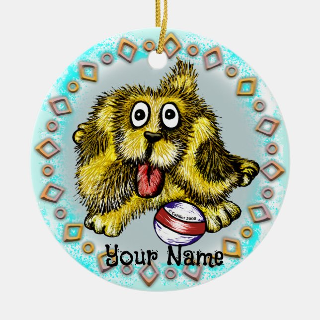 Dog zur Wiedergabe Keramik Ornament (Vorne)