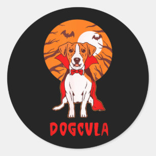 Dogcula Hundewitz Funny Halloween Runder Aufkleber