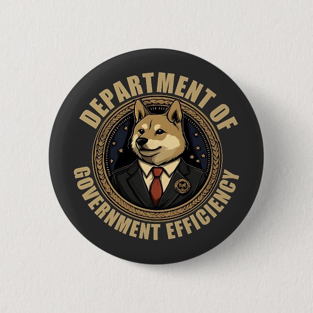 Doge Dog des Ministeriums für Regierungseffizienz Button (Vorderseite)