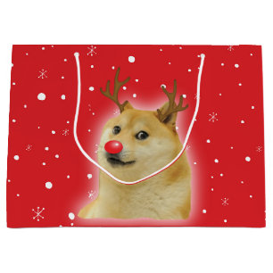 Doge Dogright Doggo Dog Weihnachtsmeme Karte rot Große Geschenktüte