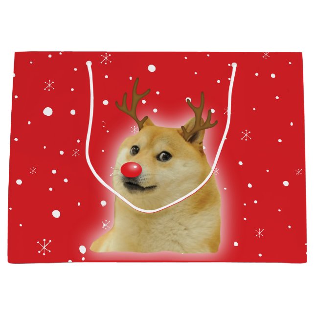 Doge Dogright Doggo Dog Weihnachtsmeme Karte rot Große Geschenktüte (Vorderseite)