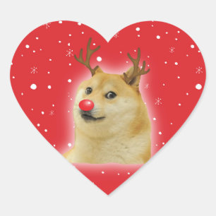 Doge Dogright Doggo Dog Weihnachtsmeme Karte rot Herz-Aufkleber