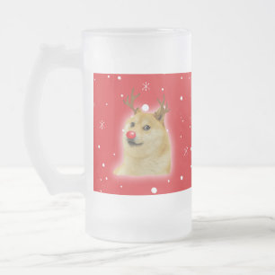 Doge Dogright Doggo Dog Weihnachtsmeme Karte rot Mattglas Bierglas