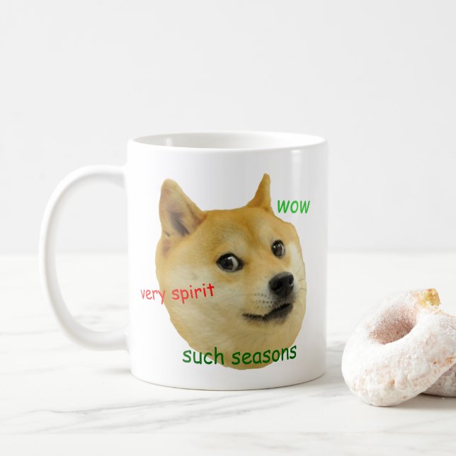 Doge Holiday Funny Meme Kaffeetasse (Mit Donut)