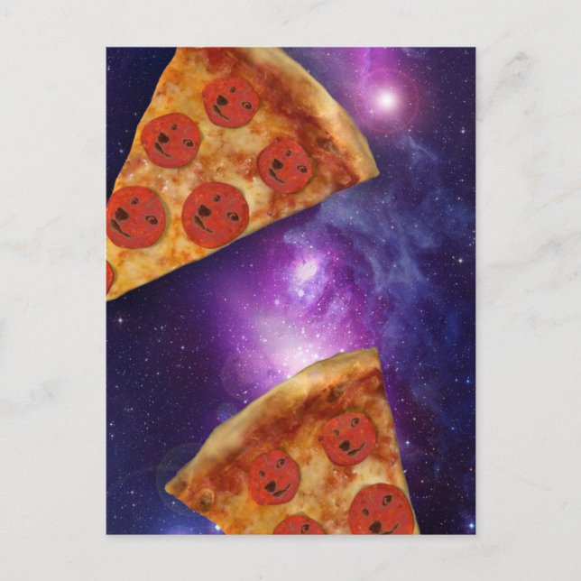 Doge Pizza Galaxy Postkarte (Vorderseite)
