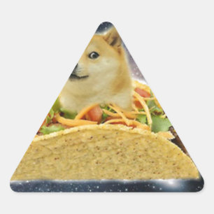 Doge Space-Taco-Mem Dreieckiger Aufkleber