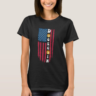 Dogecoin an die Mondfahne Krypto Meme Doge Hodl T-Shirt