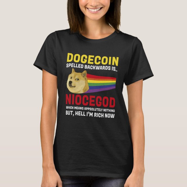 Dogecoin Crypto Meme Dogecoin Backwards  Cryptocur T-Shirt (Vorderseite)