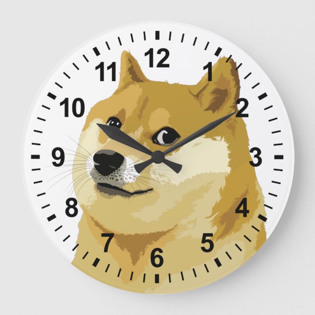 Dogecoin Dock an den Mondmarkt Crypto Hodl Große Wanduhr (Vorderseite)