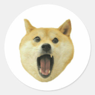 Dogecoin Doge Funny Face Dog Runder Aufkleber