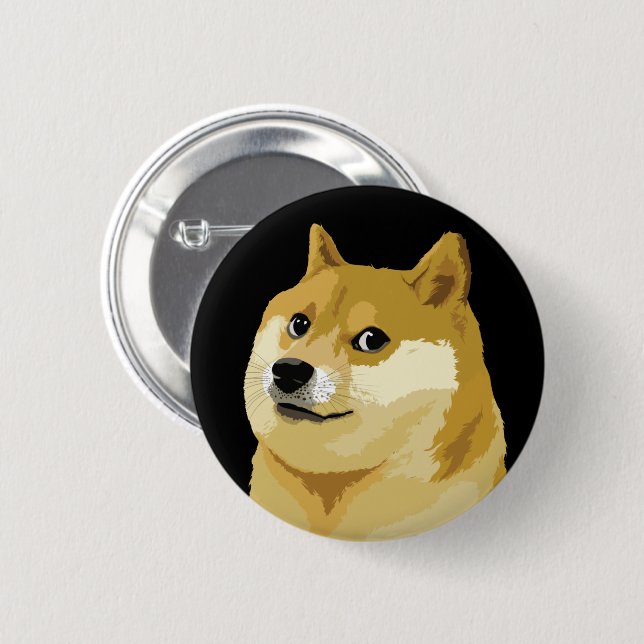 Dogecoin Doge Tag zum Mondmarkt Krypto Button (Vorne & Hinten)