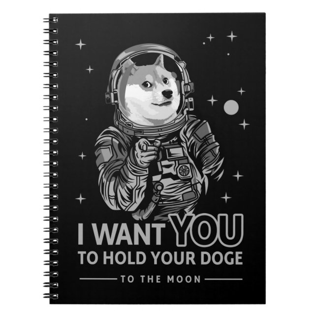 Dogecoin Doge Wollte ich dich zum Mondkrypto Funny Notizblock (Vorderseite)