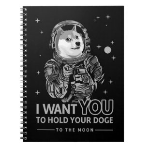 Dogecoin Doge Wollte ich dich zum Mondkryptowitz Notizblock