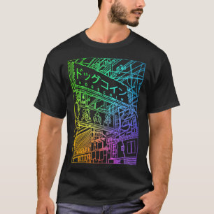 Dogecoin farbenfrohe Vaporwave Japan City-Münze Kr T-Shirt