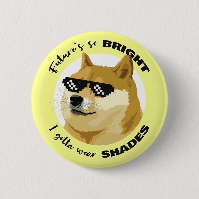 Dogecoin Future Sonnenbrille Börse Crypto Button (Vorderseite)