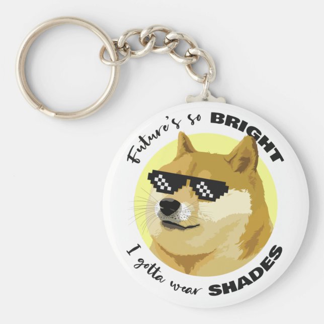 Dogecoin Future Sunglasses Börsenkrypto Schlüsselanhänger (Vorne)