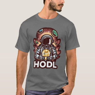 Dogecoin HODL bis zum Astronauten-Cryp der Monddog T-Shirt