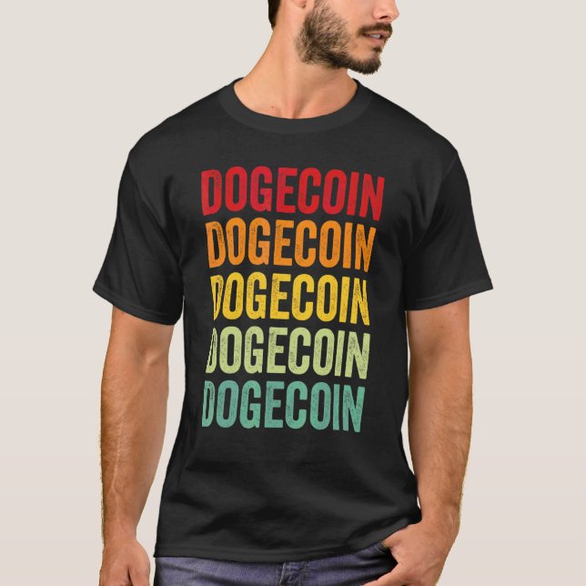 Dogecoin Krypto Regenbogen Textdesign T-Shirt (Vorderseite)