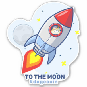 Dogecoin To The Moon Rocket Man Space Doge Crypto Aufkleber