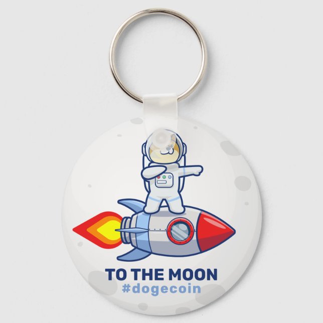 Dogecoin To The Moon Rocket Man Space Doge Crypto Schlüsselanhänger (Vorderseite)