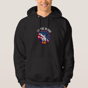 Dogecoin viel Wow zum Mond Rocketship Amerikaner Hoodie