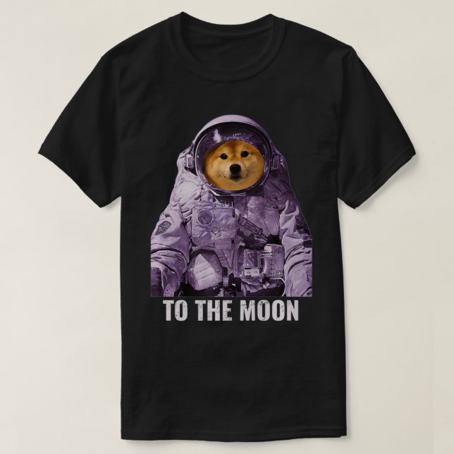 Dogecoin zum Mond Coole Dogecoin-Prämie T-Shirt (Design vorne)