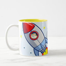Dogecoin zum Moon Rocket Man Weltraumdampf Krypto  Zweifarbige Tasse