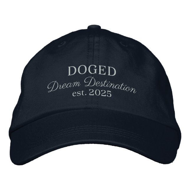 DOGED Dream Destination bestickte Cap - grauer Tex Bestickte Baseballkappe (Vorderseite)