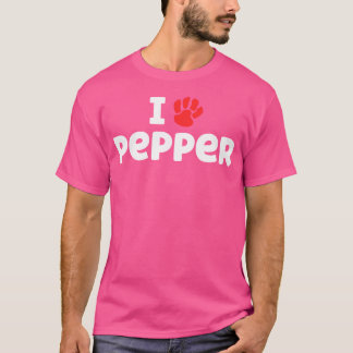Dogenname Pepper Paw Liebe Niedlich Pet Besitzer W T-Shirt