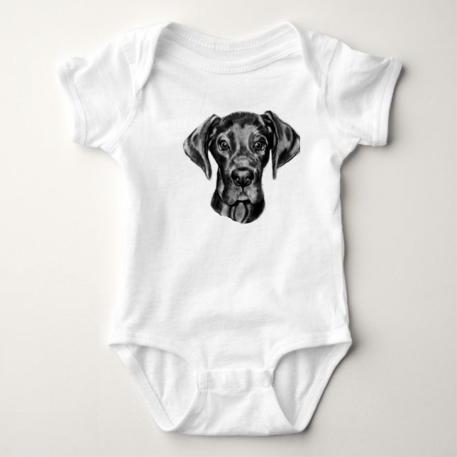 Dogge-Babyausstattung Baby Strampler (Vorderseite)