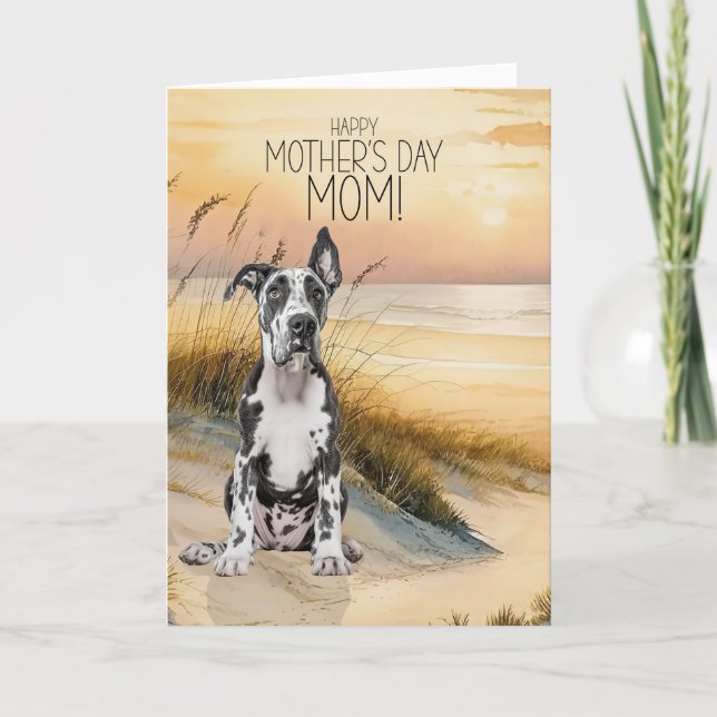Dogge Däne Sunset Beach Muttertag Feiertagskarte (Vorderseite)
