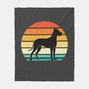 Dogge Dänische Dogge Retro Sonnenuntergang Silhoue Fleecedecke