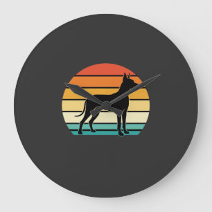 Dogge Dänische Dogge Retro Sonnenuntergang Silhoue Große Wanduhr