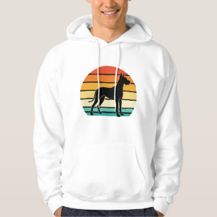 Dogge Dänische Retro-Sonnenuntergang-Hund-Silhouet Hoodie