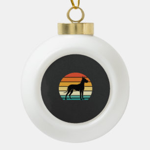 Dogge Dänische Retro-Sonnenuntergang-Hund-Silhouet Keramik Kugel-Ornament