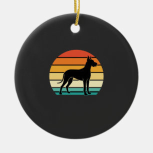 Dogge Dänische Retro-Sonnenuntergang-Hund-Silhouet Keramik Ornament