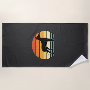 Dogge Dänische Retro-Sonnenuntergang-Hund-Silhouet Strandtuch